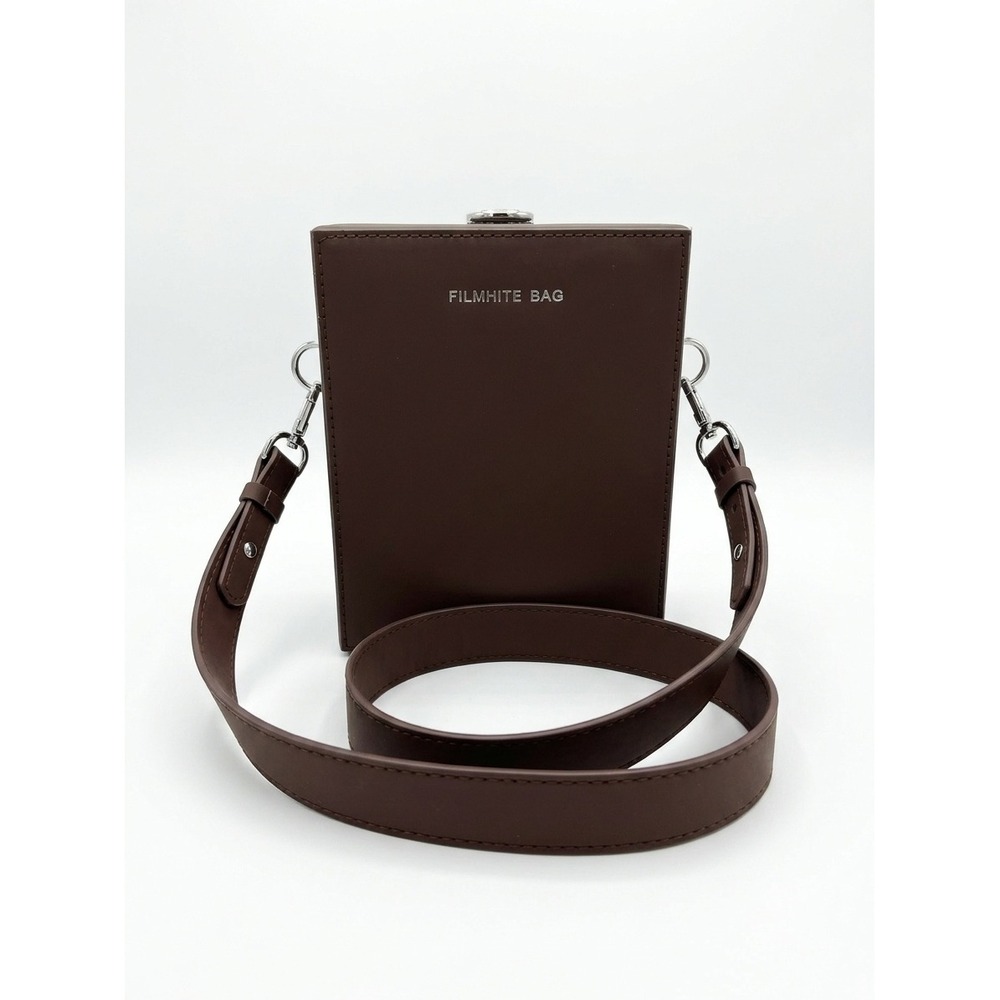 FILWHITE Chocolate Brown Hard Shell Box Crossbody Bag Structured Trunk Purse